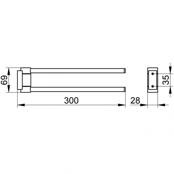 Keuco Handdoekenrek Plan 300x30x70mm