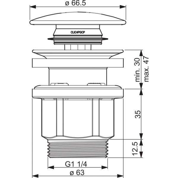 Hansa Opklikbare afvalfitting Chroom