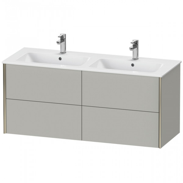 Meuble Double Vasque Duravit XViu suspendu 4 tiroirs, pour lav. ME 1280mm Gris béton mat/Champagne XV41290B107