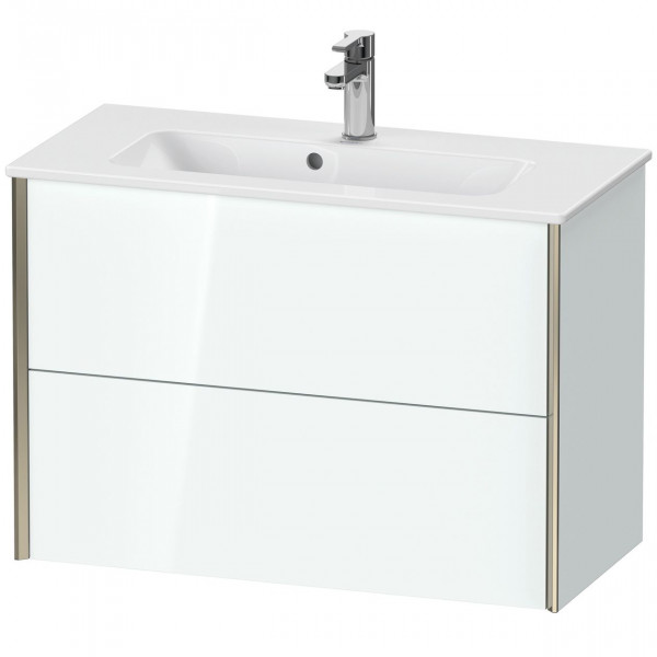 Meuble Pour Lavabo Encastrable Duravit XViu suspendu 2 tiroirs, pour lav. compact ME 810mm Blanc Brillant Laqué/Champagne XV41790B185