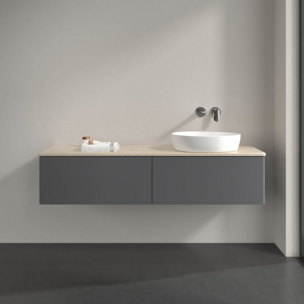 Wastafelmeubel Voor Opzet Waskom Villeroy en Boch Antao 1600x360x500mm Anthracite Matt Laquered/B...