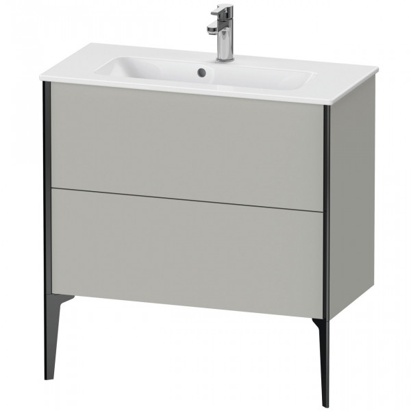 Meuble Pour Lavabo Encastrable Duravit XViu 2 tiroirs, pour lav. compact ME 810mm Gris béton mat/Noir Mat XV44890B207