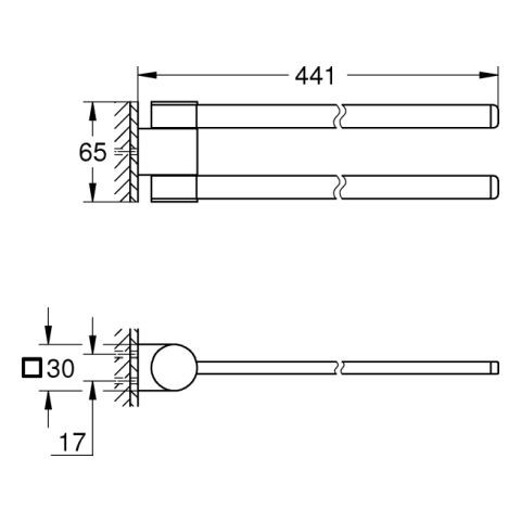 Grohe Selection 2-lids handdoekhouder 40cm draaibaar brushed nikkel 41063EN0