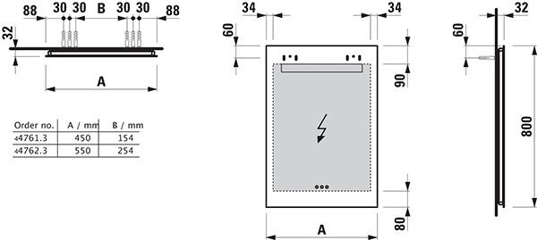 Badkamerspiegel Met Verlichting Laufen LEELO aanraakgevoelige, instelbare kleur 550x800mm Zilver ...