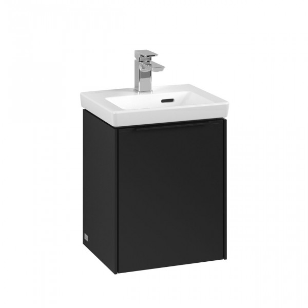 Villeroy & Boch Subway 3.0 wastafelonderkast 40x40x30cm met 1 linksdraaiende softclose deur met Volcano Black greep spaanplaat volcano black c58301vl