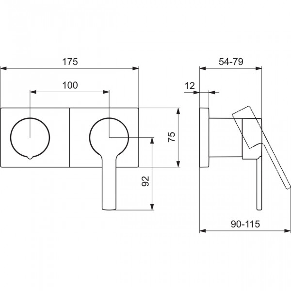 Wandgemonteerde Bad Douche Mengkraan Hansa RONDA Rechthoekig 175x75mm Chroom