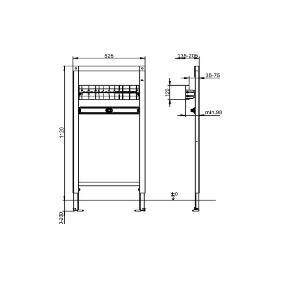 Villeroy en Boch ViConnect douche-/badhouder voor inbouwkranen, voor droogbouw, 525x1120x98mm