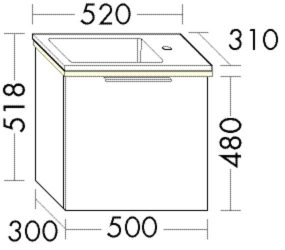 Set Meuble Salle De Bain Burgbad Eqio Lave-mains, Meuble 1 tiroir 520x518mm Personnalisable SHCJ052-PN258