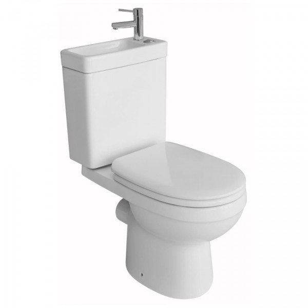 Toilet met Ingebouwde Fontein Keramiek Wit (inclusief kraan en afvoer)