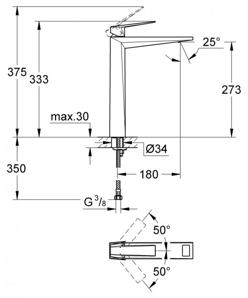 Grohe Hoge Wastafelkraan Allure Brilliant Ecojoy Einhebel 1 Loch 333mm