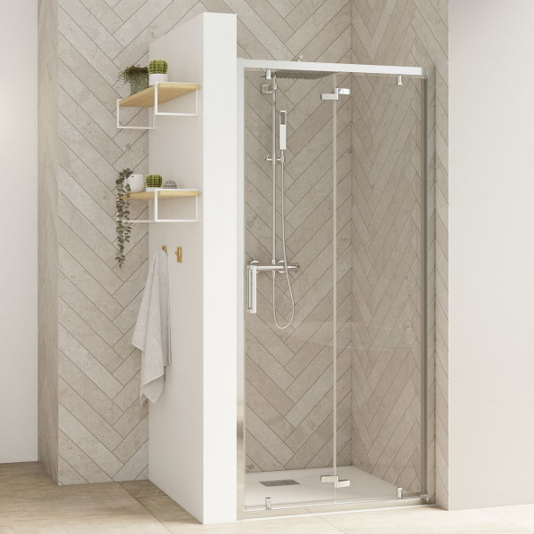 Kinedo Porte de douche pliante SMART DESIGN 1 porte, avec seuil, niche, angle, contre un mur, S 1000mm Verre Transparent