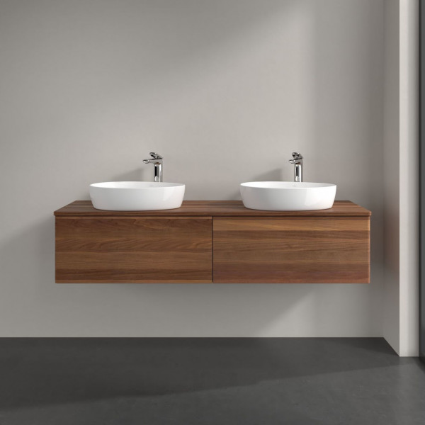 Dubbel Wastafelmeubel Villeroy en Boch Antao 1600x360x500mm Warm Walnut