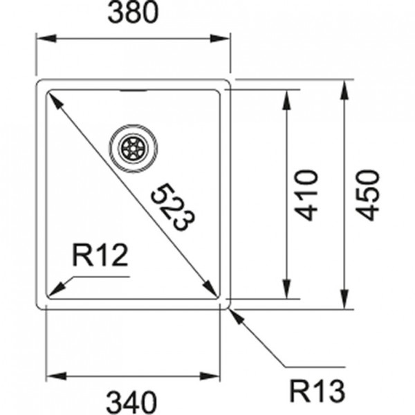 Franke Inbouw Spoelbak Box RVS 1 bak 380mm RVS 10982