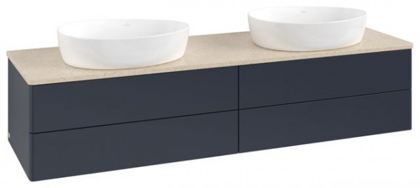 Dubbel Wastafelmeubel Villeroy en Boch Antao 1600x360x500mm Midnight Blue Matt Lacquer/Boticcino