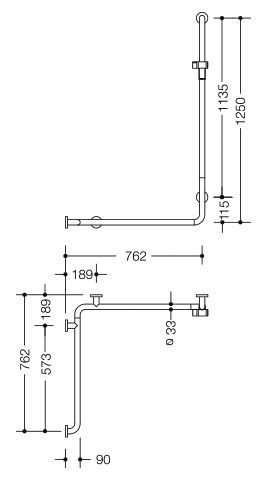 Hewi Badgreep Serie 805 Classic met douchestang 805.35.220L