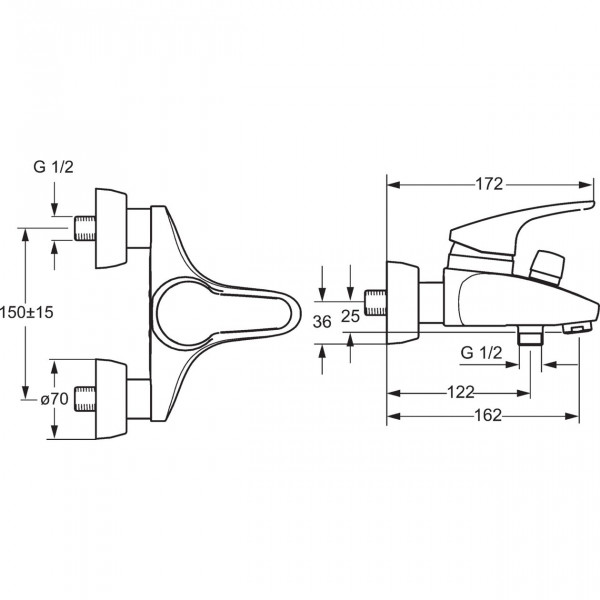 Thermostatische Mengkraan Bad Douche Hansa MIX 162mm Chroom