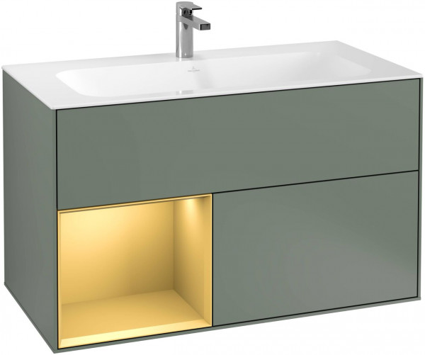 Meuble Pour Lavabo Encastrable Villeroy et Boch Finion Olive/Gold F030HFGM