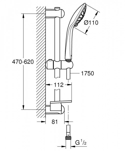 Grohe Doucheset Euphoria Douchestangset met massageDouchekop 27243001