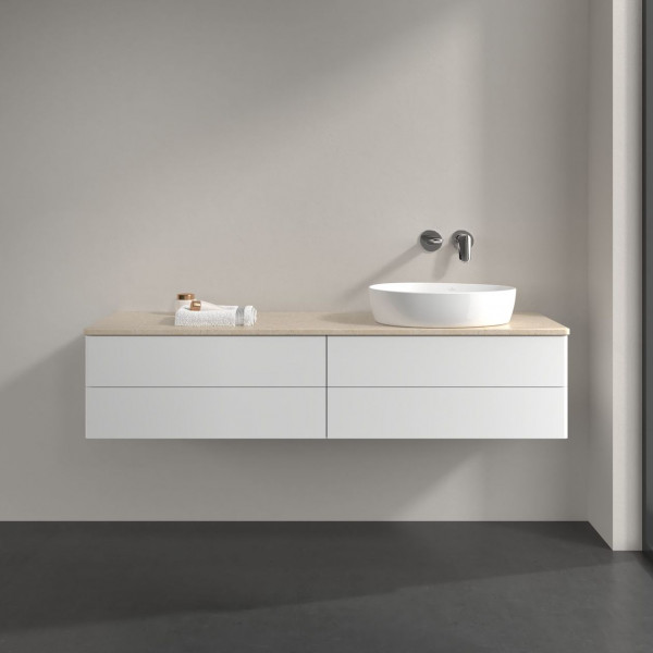 Wastafelmeubel Voor Opzet Waskom Villeroy en Boch Antao 1600x360x500mm White Matt Laquered/Boticcino