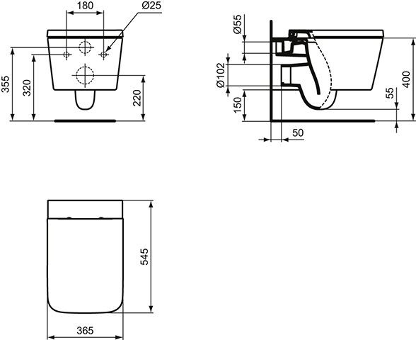 Ideal Standard Vierkante WC Bril BLEND CUBE Wit