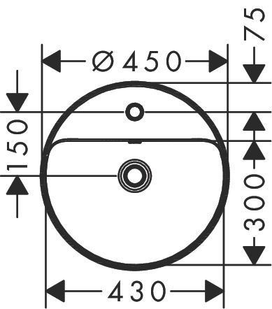 Onderbouwwastafel Hansgrohe Xuniva S Rond 1 gat SmartClean ø 450 mm Wit