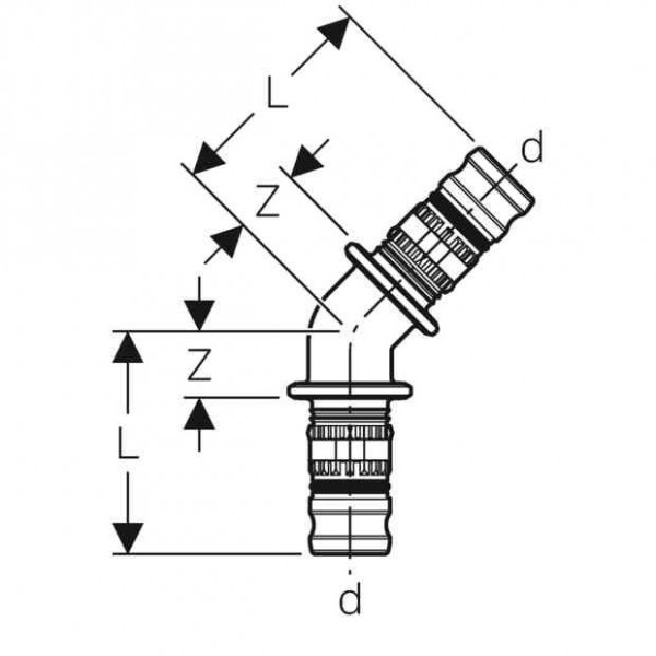 Geberit Uitlaatbocht PVDF 45° d75 Universal (628245005)