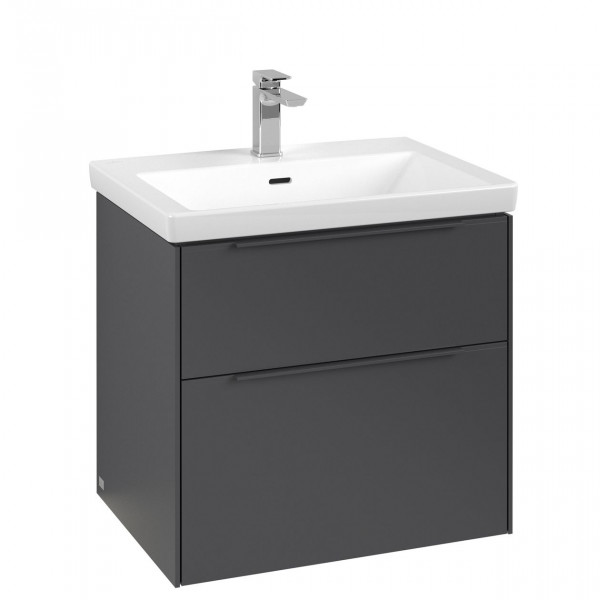 Villeroy et Boch Subway 3.0 Meuble sous plan, avec éclairage, 2 tiroirs, 622x579x462mm, Graphite/Monochrome