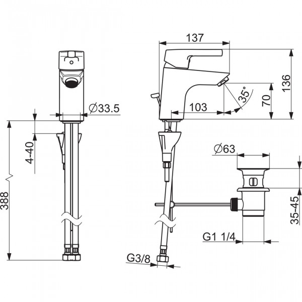 1 Gats Mengkraan Hansa PALENO trekkoord en afvoerfitting 136x103mm Chroom