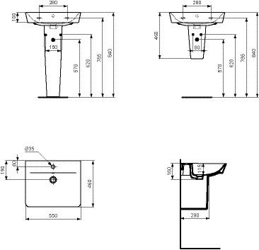 Ideal Standard Connect Air Wastafel Cube 550 mm (met kraangat / met overloop) (E0299)