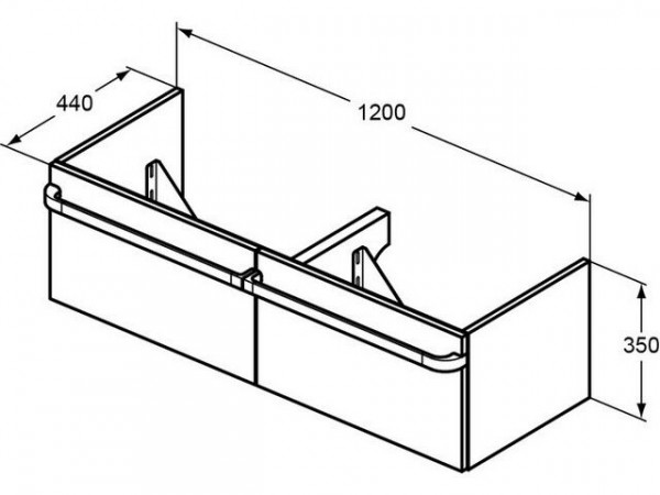 Ideal Standard TONIC II Voorkant voor linkerlade 1200 mm Eiken grijs