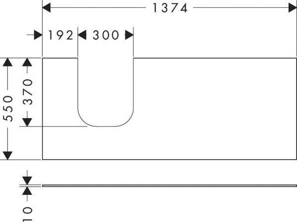 Wastafelblad Hansgrohe Xevolos E 1 gat aan de linkerkant 1370x550mm Mat Leigrijs