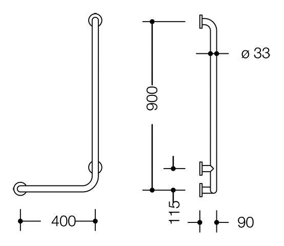 Hewi Badgreep Hoek Serie 805 Classic, version links 805.22.110L