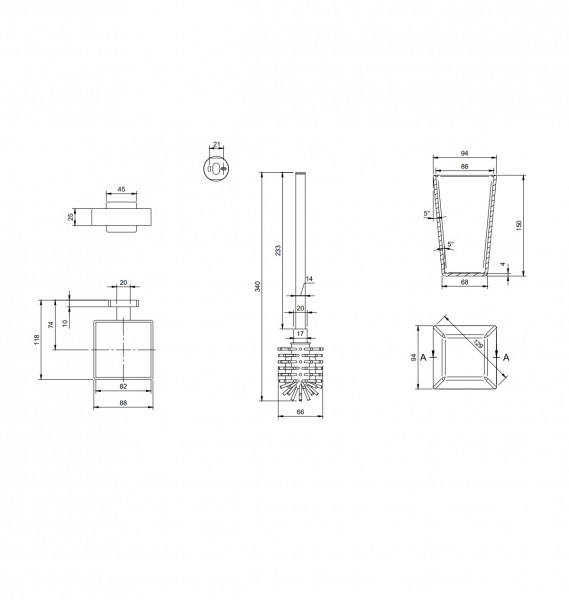 Toiletborstelhouder Villeroy en Boch Elements Striking Zwart Mat