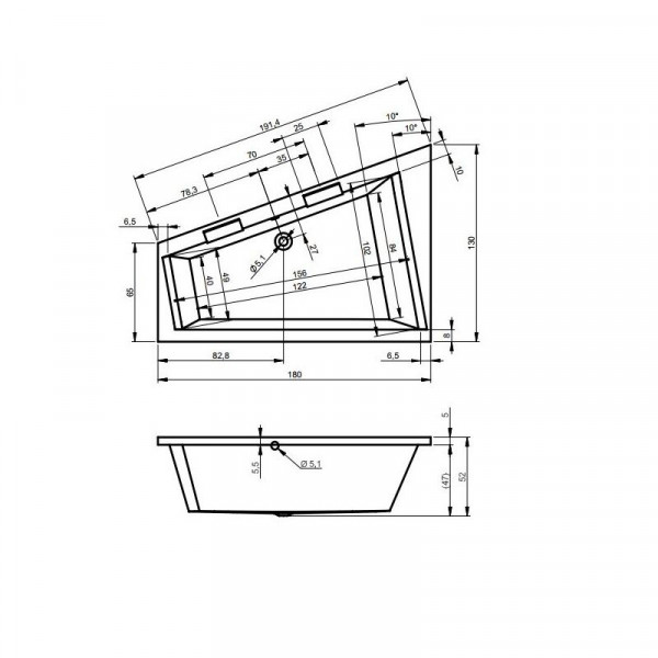 Riho Whirlpool Hoek Doppio 1300x800x1800mm Wit