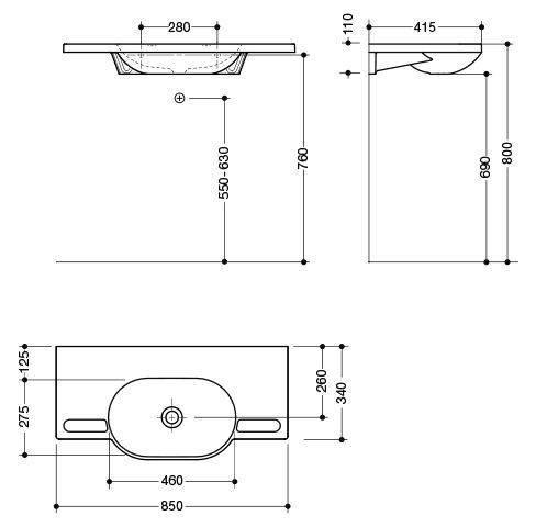 Hewi Hangende Wastafel 850 mm Alpenwit 950.11.200