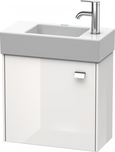 Meuble Lave-Mains Duravit Brioso 1 porte charnières gauches, poignée chrome, pour Lav. Vero Air 484mm Blanc brillant BR4051L1022