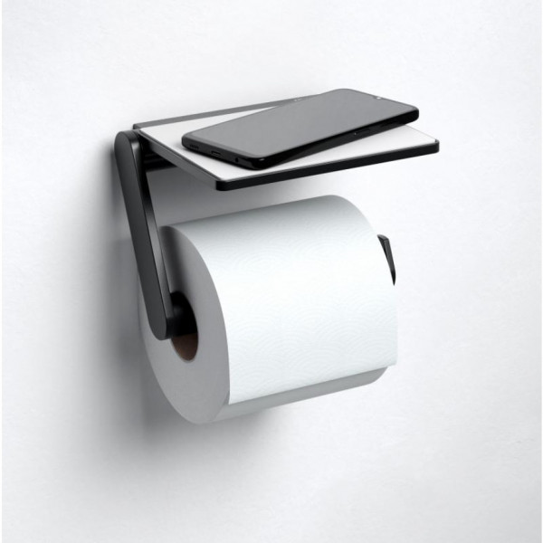 Porte Papier Toilette Keuco Plan Black Selection avec tablette Noir Mat 14973370000