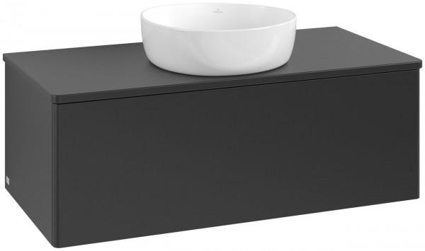 Meuble Pour Vasque à Poser Villeroy et Boch Antao 1 trou 1 tiroir 1000x360x500mm Black Matt Laquered