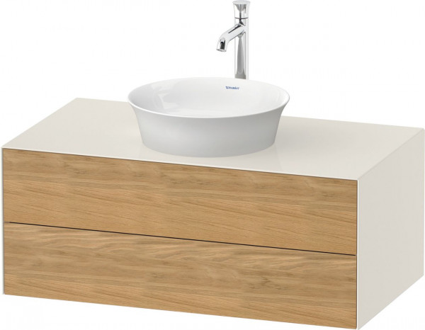 Meuble Pour Vasque à Poser Duravit White Tulip 2 tiroirs 1000x408mm Chêne Naturel Massif/Blanc Brillant Nordique WT49860H5H4