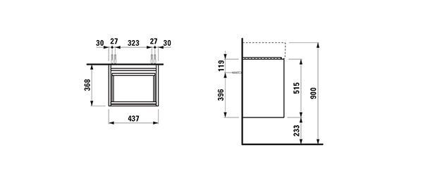 Fonteinmeubel Laufen LANI voor LivingCity 368x437x515mm Glanzend Wit