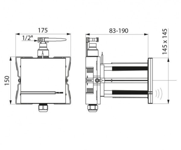 Delabie Inbouwelementen TEMPOMATIC 4 Ingebouwd lichaam voor urinoirspoeling 1/2 Chroom 430SBOX