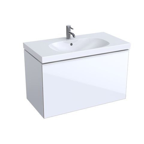 Meuble Pour Lavabo Encastrable Geberit Acanto Pour Lave-main Avec 1 Tiroir Et 1 Tiroir Intérieur 890x535x475mm Blanc Brillant Laqué