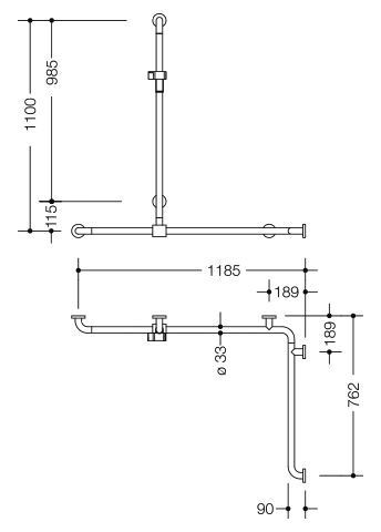 Hewi Badgreep Serie 805 Classic met douchestang 805.35.300