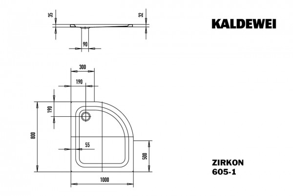 Kaldewei Kwartronde Douchebak Mod.605-1 Zirkon (457000010)