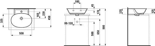 Fontein Toilet Laufen THE NEW CLASSIC vrijstaand 500mm Mat Wit