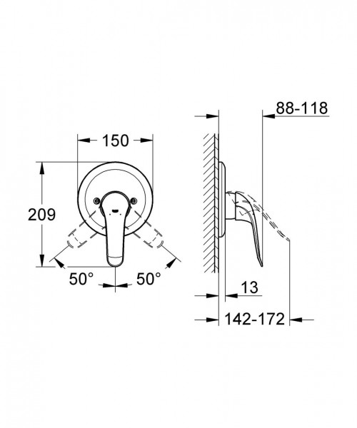 Grohe Muurkraan Euroeco Special eengreeps voor douche 32784000