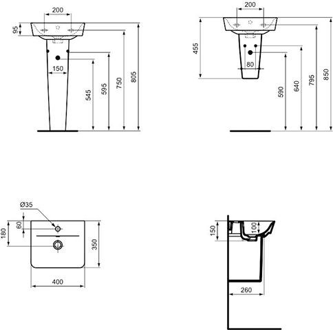 Ideal Standard Handwastafel Connect Air Cube 400 x 350 x 150 mm (E0307)