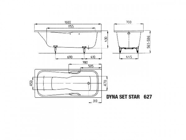 Kaldewei Standaard Bad model 627 Dyna Set Star (226900010)