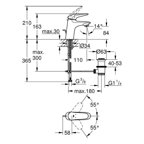 Grohe Eurostyle Wastafelkraan 1/2 S-Size (23707L)