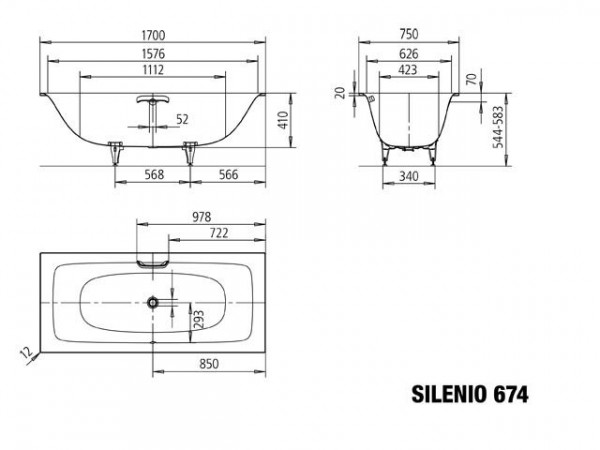 Kaldewei Standaard Bad model 674 Silenio (267400010)